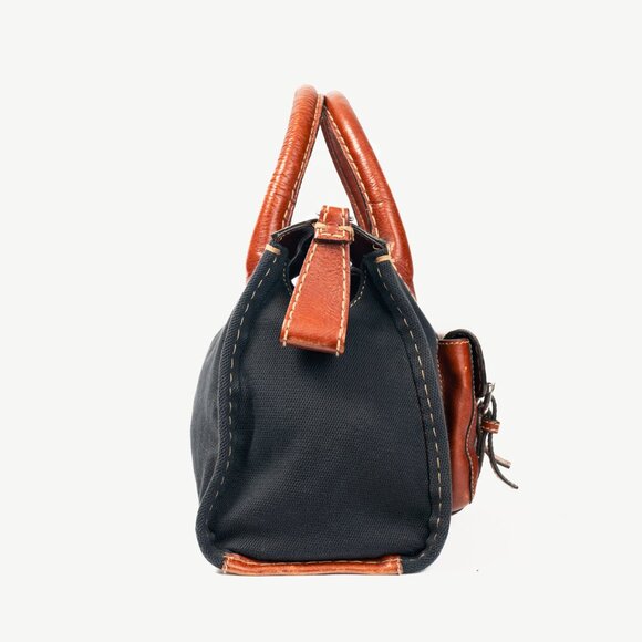 Chloe Edith Navy Canvas & Leather Trim Tote - Picture 3 of 15